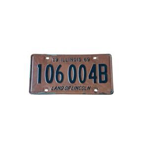 VTG 1969 Illinois Single License Plate (1) Land of Lincoln 106 004B Automobilia